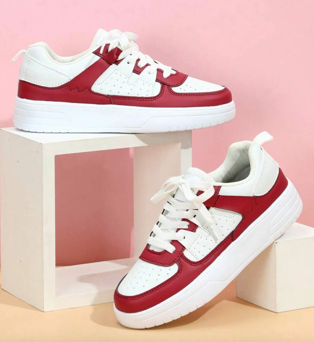 Women's Chunky Faux Leather Platform Lace-Up Trainers