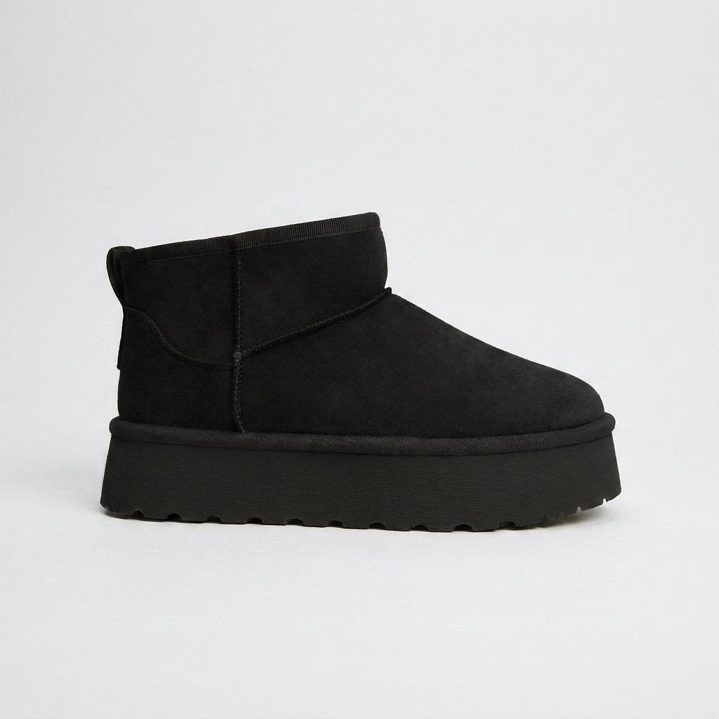 Women's Mini Platform Winter Boots - Black