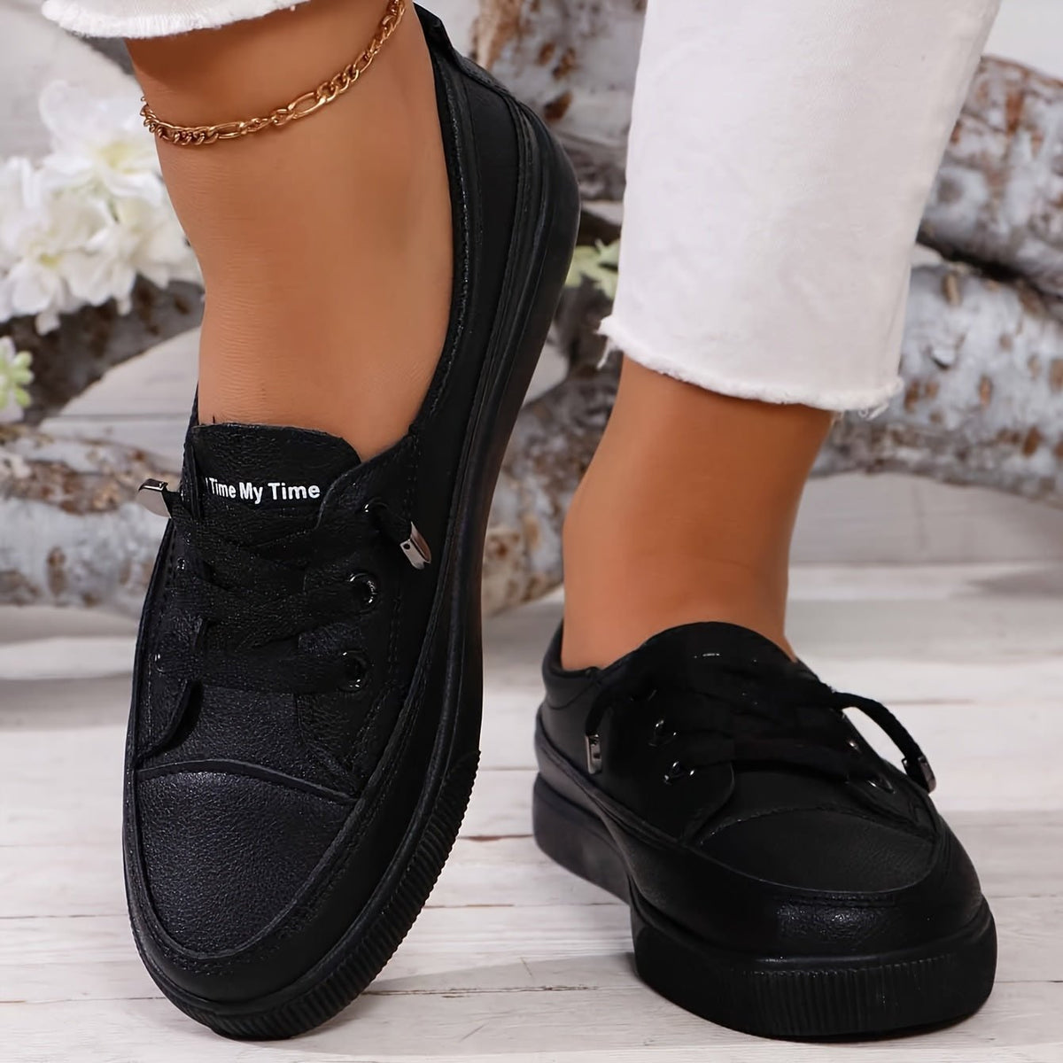 Women's Platform Slip-On Leather Trainers
