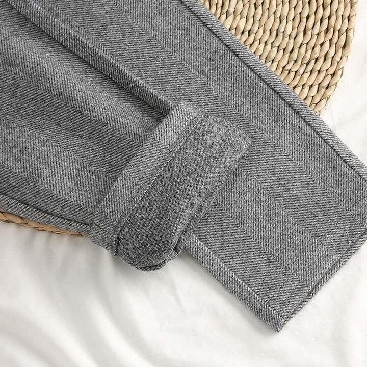 Women's Slim High-Waisted Wool Trousers - Gray