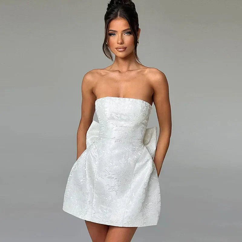 Women's Floral Cocktail Strapless Mini Party Dress
