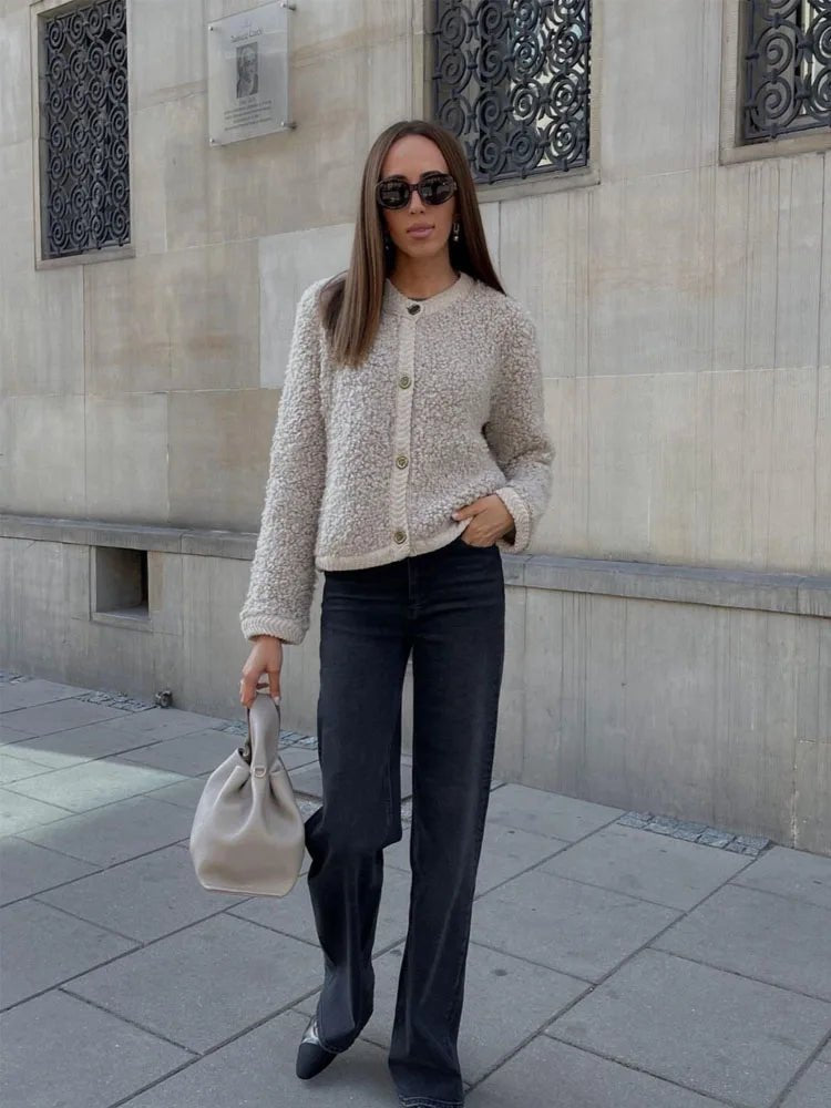 Women's Cropped Knit Cardigan