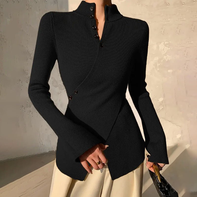 Women's Slim Knit Ribbed Jumper - Black