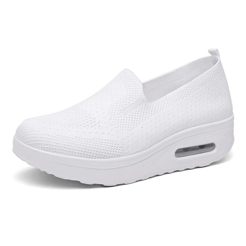 Women's Platform Knit Slip-On Trainers - White