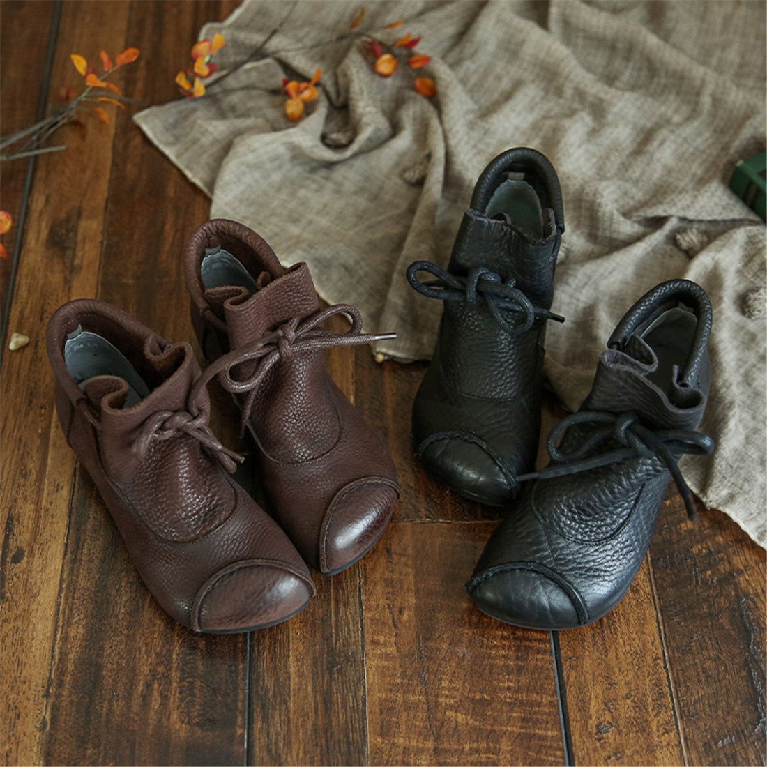 Women's Leather Lace-Up Winter Ankle Boots