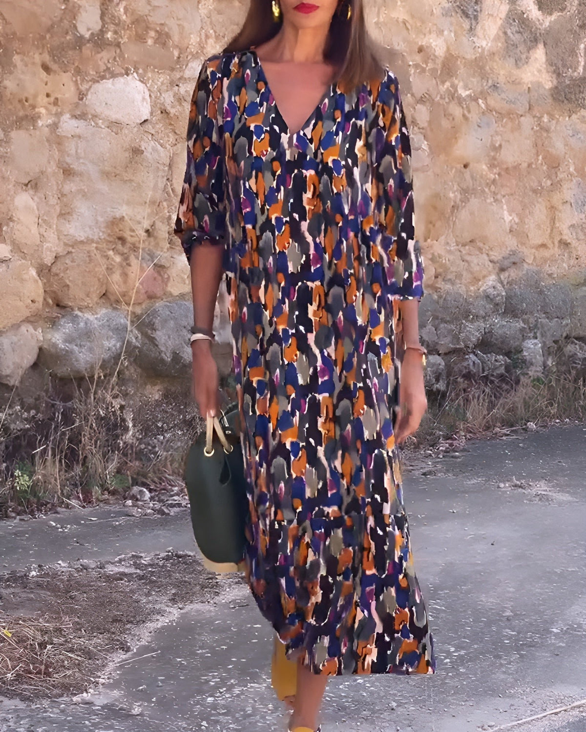 Women's V-Neck Midi Dress
