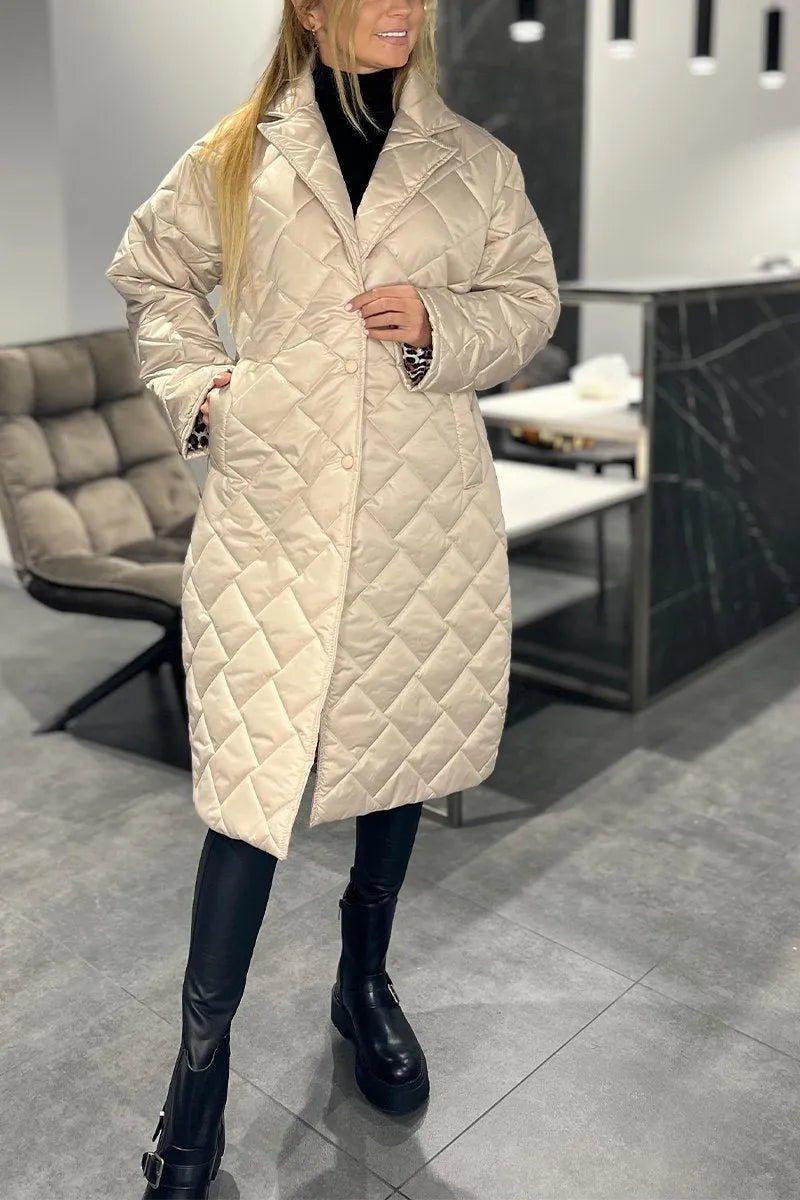 Women's Oversized Longline Puffer Coat - Beige