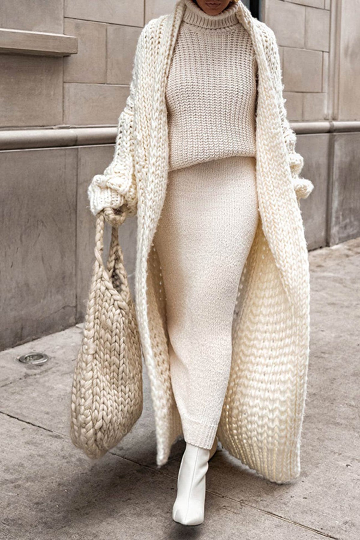Women's Chunky Oversized Wool Maxi Cardigan